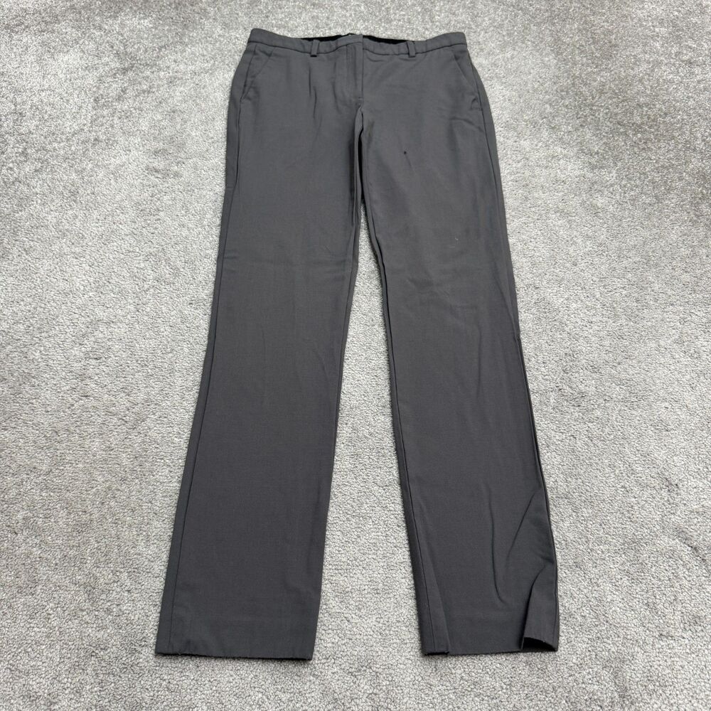 Theory Hartsdale Dress Pants Women 4 Dark Gray Traceable Wool Blend Slim Fit Zip
